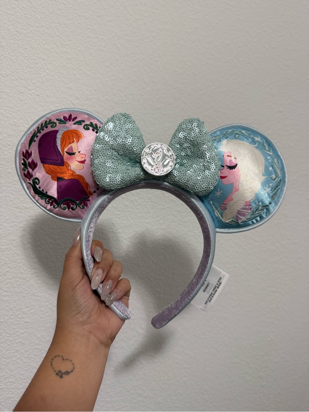 Frozen-Themed Sequin Bow Ear Headband - Mint Green